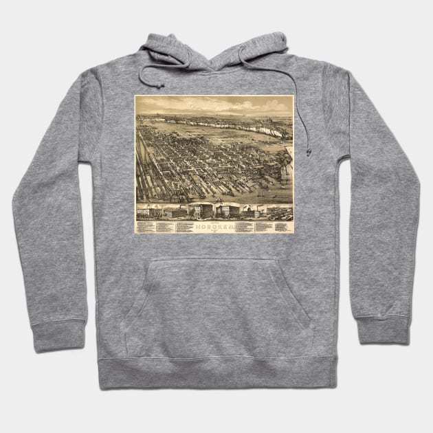 Vintage Pictorial Map of Hoboken NJ (1881) Hoodie by Bravuramedia